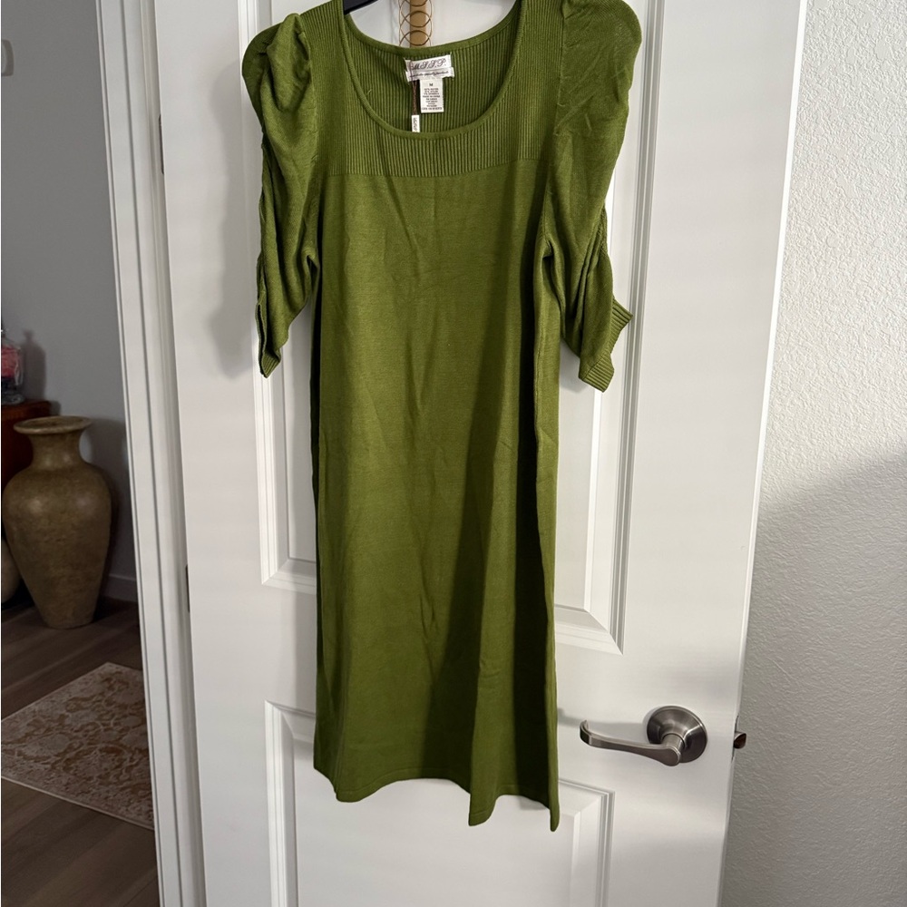 NWT M.S.S.P  olive Green Knit Dress